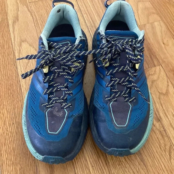 HOKA One One time to fly sz 9 blue cushion sole comfortable minor wear shown - Picture 2 of 6